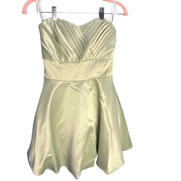 Narianna Womens Sage Green Strapless Sweetheart Pleated Homecoming Dress XS - Picture 4 of 10